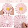 Paper Flower Decoration for Wall 3D Paper Butterfly Flower Bulletin Board Decor Pink White Artificial Flower Backdrop Wall Decor Green Leaves Vine for Classroom Office Spring Garden Tea Women Birthday(Pink White Daisy Paper Flowers)
