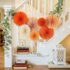 Paper Flower Decoration for Wall 3D Paper Butterfly Flower Bulletin Board Decor Pink White Artificial Flower Backdrop Wall Decor Green Leaves Vine for Classroom Office Spring Garden Tea Women Birthday(Wd-orange)