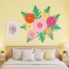 Paper Flower Decoration for Wall 3D Paper Butterfly Flower Bulletin Board Decor Pink White Artificial Flower Backdrop Wall Decor Green Leaves Vine for Classroom Office Spring Garden Tea Women Birthday(Daisy Flower-pink orange)