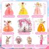 SUNBEAUTY Fairy Birthday Party Decorations Fairy First Centerpieces for Tables 3D Fairies Honeycomb Centerpieces with Rabbits Enchanted Party Table Topper for Spring Garden Woodland Forest Birthday(Pink Orange Fairy Table)