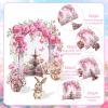 SUNBEAUTY Fairy Birthday Party Decorations Fairy First Centerpieces for Tables 3D Fairies Honeycomb Centerpieces with Rabbits Enchanted Party Table Topper for Spring Garden Woodland Forest Birthday(Pink Orange Fairy Table)