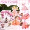 SUNBEAUTY Fairy Birthday Party Decorations Fairy First Centerpieces for Tables 3D Fairies Honeycomb Centerpieces with Rabbits Enchanted Party Table Topper for Spring Garden Woodland Forest Birthday(Pink Orange Fairy Table)