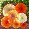 Paper Flower Decoration for Wall 3D Paper Butterfly Flower Bulletin Board Decor Pink White Artificial Flower Backdrop Wall Decor Green Leaves Vine for Classroom Office Spring Garden Tea Women Birthday(Wd-orange)