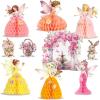 SUNBEAUTY Fairy Birthday Party Decorations Fairy First Centerpieces for Tables 3D Fairies Honeycomb Centerpieces with Rabbits Enchanted Party Table Topper for Spring Garden Woodland Forest Birthday(Pink Orange Fairy Table)