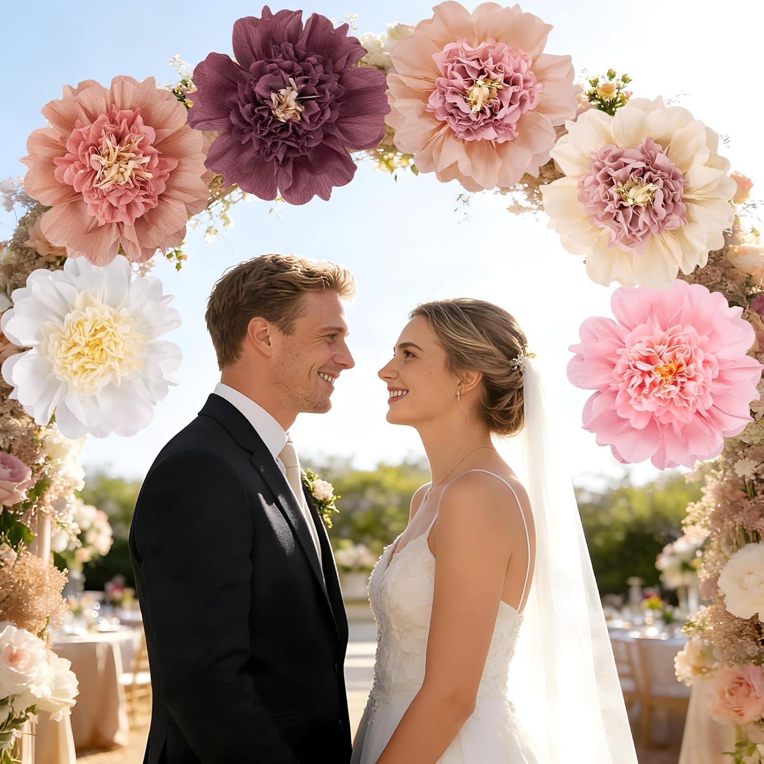 image:imageSUNBEAUTY 6 Pcs Large Boho Tissue Paper Flowers 12 Giant Crepe Paper Flowers Decorations for Birthday Mexican Fiesta Spring Wedding Flower Backdrop Baby Bridal Shower Carnival Party Wall DecorBoho Paper Flowers 6pcs12