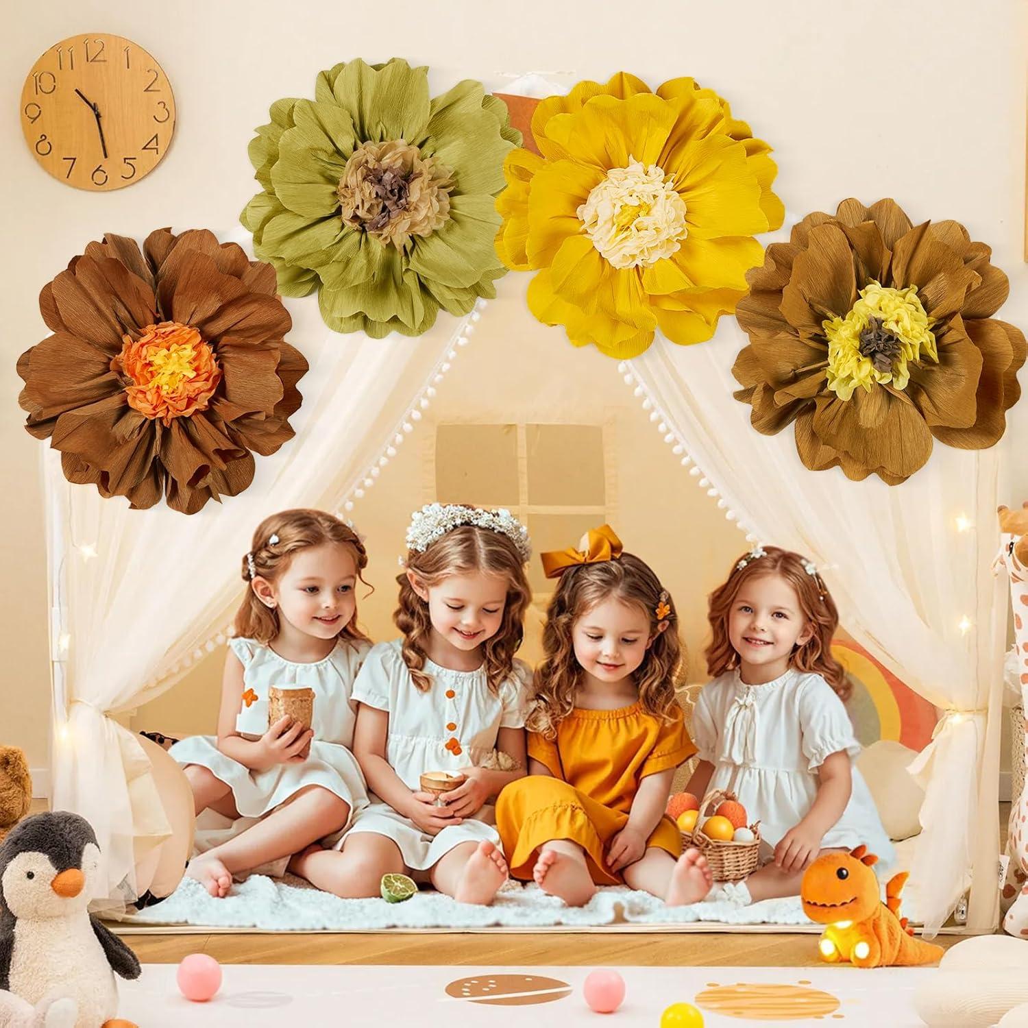 image:imageSUNBEAUTY 6 Pcs Large Boho Tissue Paper Flowers 12 Giant Crepe Paper Flowers Decorations for Birthday Mexican Fiesta Spring Wedding Flower Backdrop Baby Bridal Shower Carnival Party Wall DecorBrown
