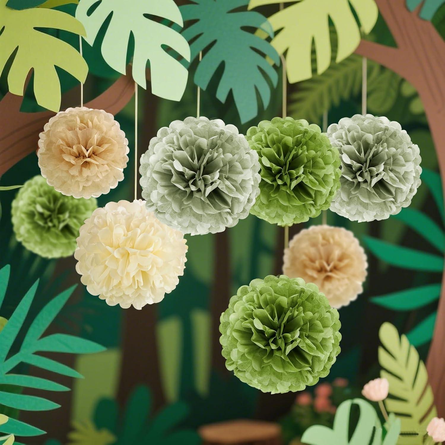 image:imageSUNBEAUTY 6 Pcs Large Boho Tissue Paper Flowers 12 Giant Crepe Paper Flowers Decorations for Birthday Mexican Fiesta Spring Wedding Flower Backdrop Baby Bridal Shower Carnival Party Wall DecorSage Green