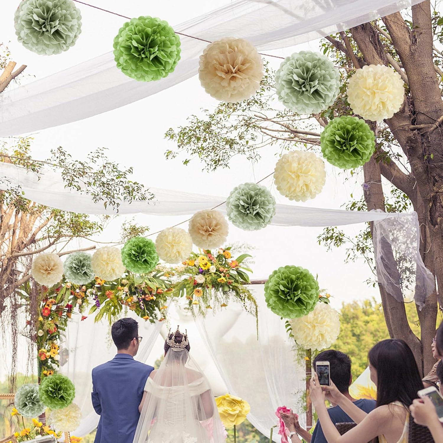 image:imageSUNBEAUTY 6 Pcs Large Boho Tissue Paper Flowers 12 Giant Crepe Paper Flowers Decorations for Birthday Mexican Fiesta Spring Wedding Flower Backdrop Baby Bridal Shower Carnival Party Wall DecorSage Green