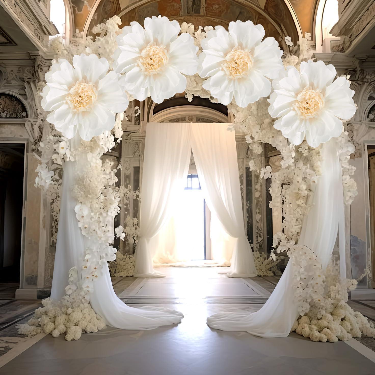 image:imageSUNBEAUTY 6 Pcs Large Boho Tissue Paper Flowers 12 Giant Crepe Paper Flowers Decorations for Birthday Mexican Fiesta Spring Wedding Flower Backdrop Baby Bridal Shower Carnival Party Wall DecorWhite