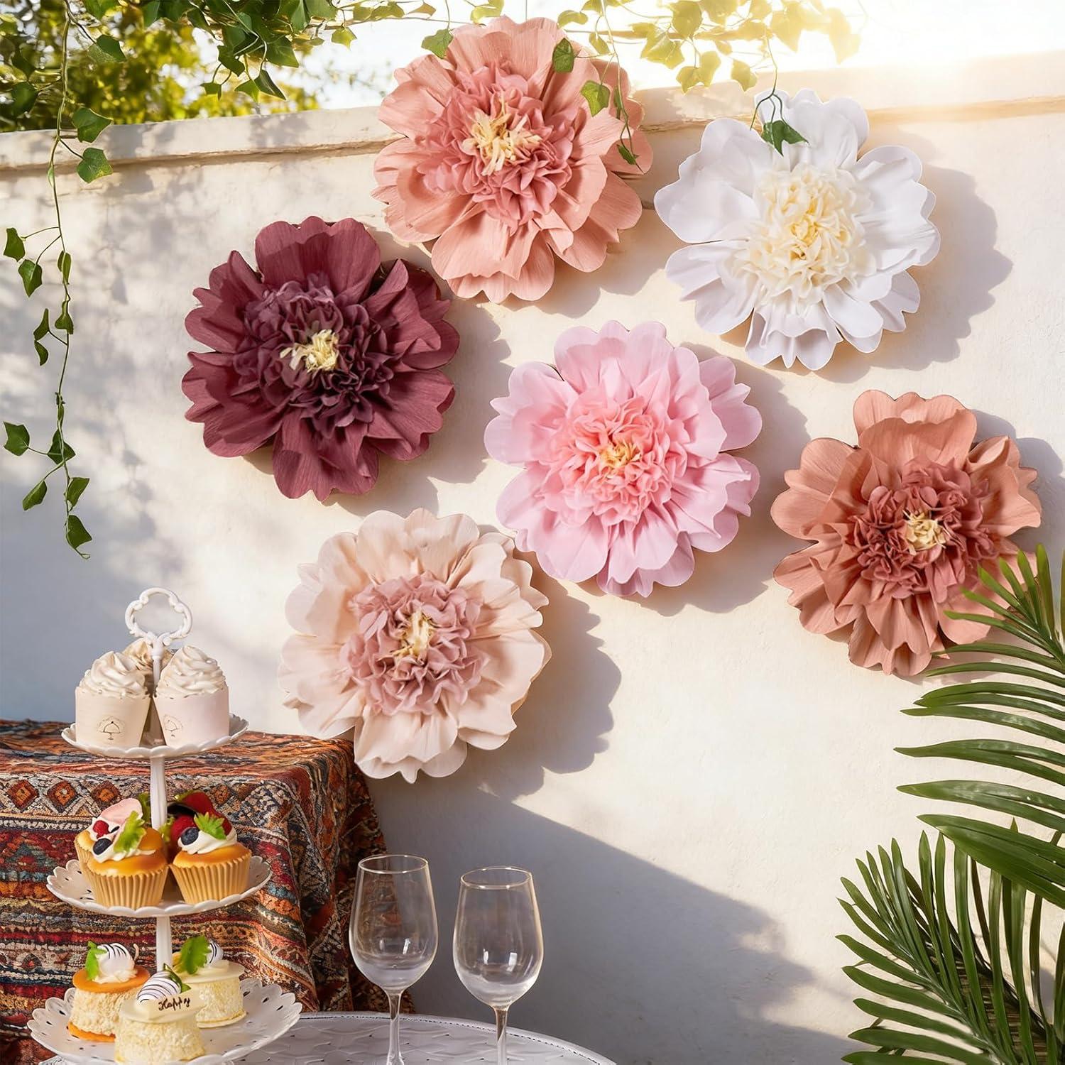 image:imageSUNBEAUTY 6 Pcs Large Boho Tissue Paper Flowers 12 Giant Crepe Paper Flowers Decorations for Birthday Mexican Fiesta Spring Wedding Flower Backdrop Baby Bridal Shower Carnival Party Wall DecorBoho Paper Flowers 6pcs12