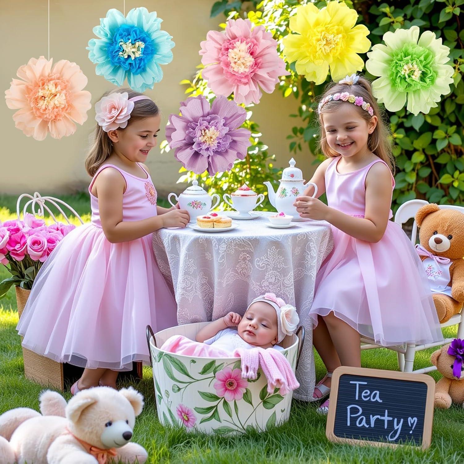 image:imageSUNBEAUTY 6 Pcs Large Boho Tissue Paper Flowers 12 Giant Crepe Paper Flowers Decorations for Birthday Mexican Fiesta Spring Wedding Flower Backdrop Baby Bridal Shower Carnival Party Wall DecorAPastel