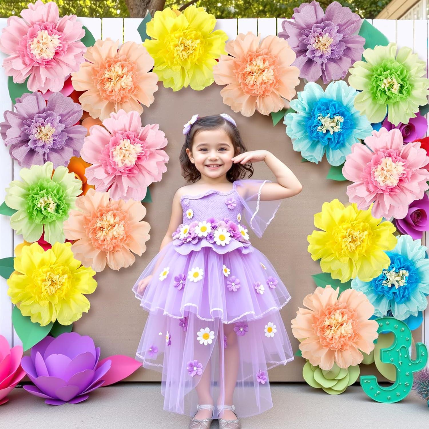 image:imageSUNBEAUTY 6 Pcs Large Boho Tissue Paper Flowers 12 Giant Crepe Paper Flowers Decorations for Birthday Mexican Fiesta Spring Wedding Flower Backdrop Baby Bridal Shower Carnival Party Wall DecorAPastel