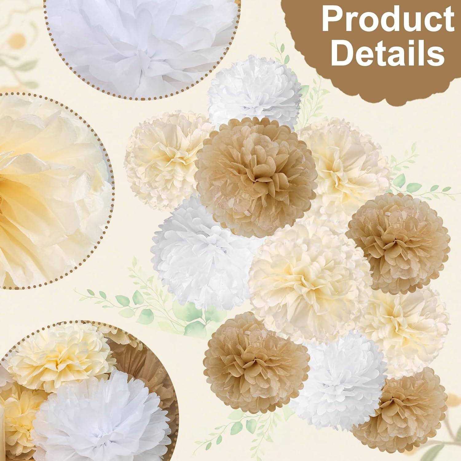 image:imageSUNBEAUTY 6 Pcs Large Boho Tissue Paper Flowers 12 Giant Crepe Paper Flowers Decorations for Birthday Mexican Fiesta Spring Wedding Flower Backdrop Baby Bridal Shower Carnival Party Wall DecorYellow Brown