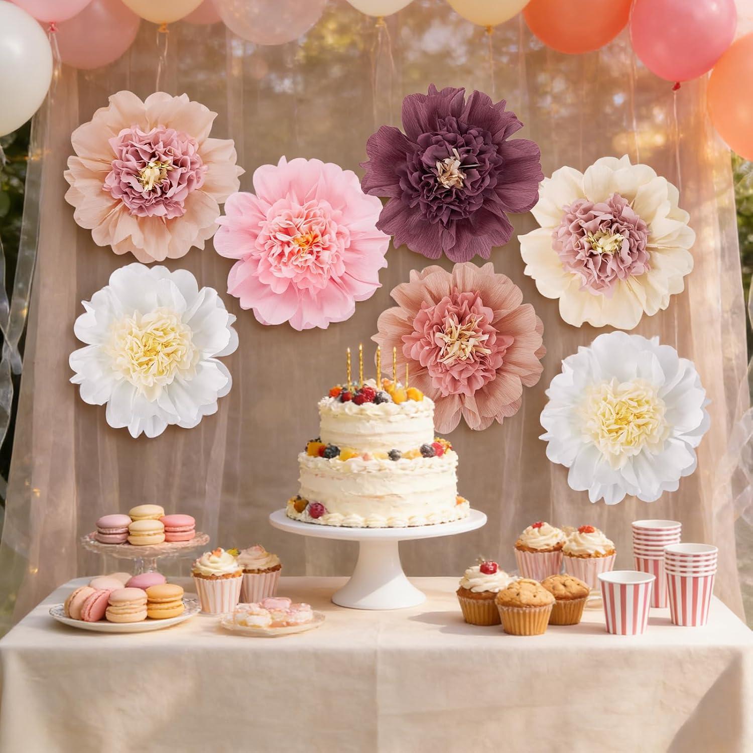 image:imageSUNBEAUTY 6 Pcs Large Boho Tissue Paper Flowers 12 Giant Crepe Paper Flowers Decorations for Birthday Mexican Fiesta Spring Wedding Flower Backdrop Baby Bridal Shower Carnival Party Wall DecorBoho Paper Flowers 6pcs12