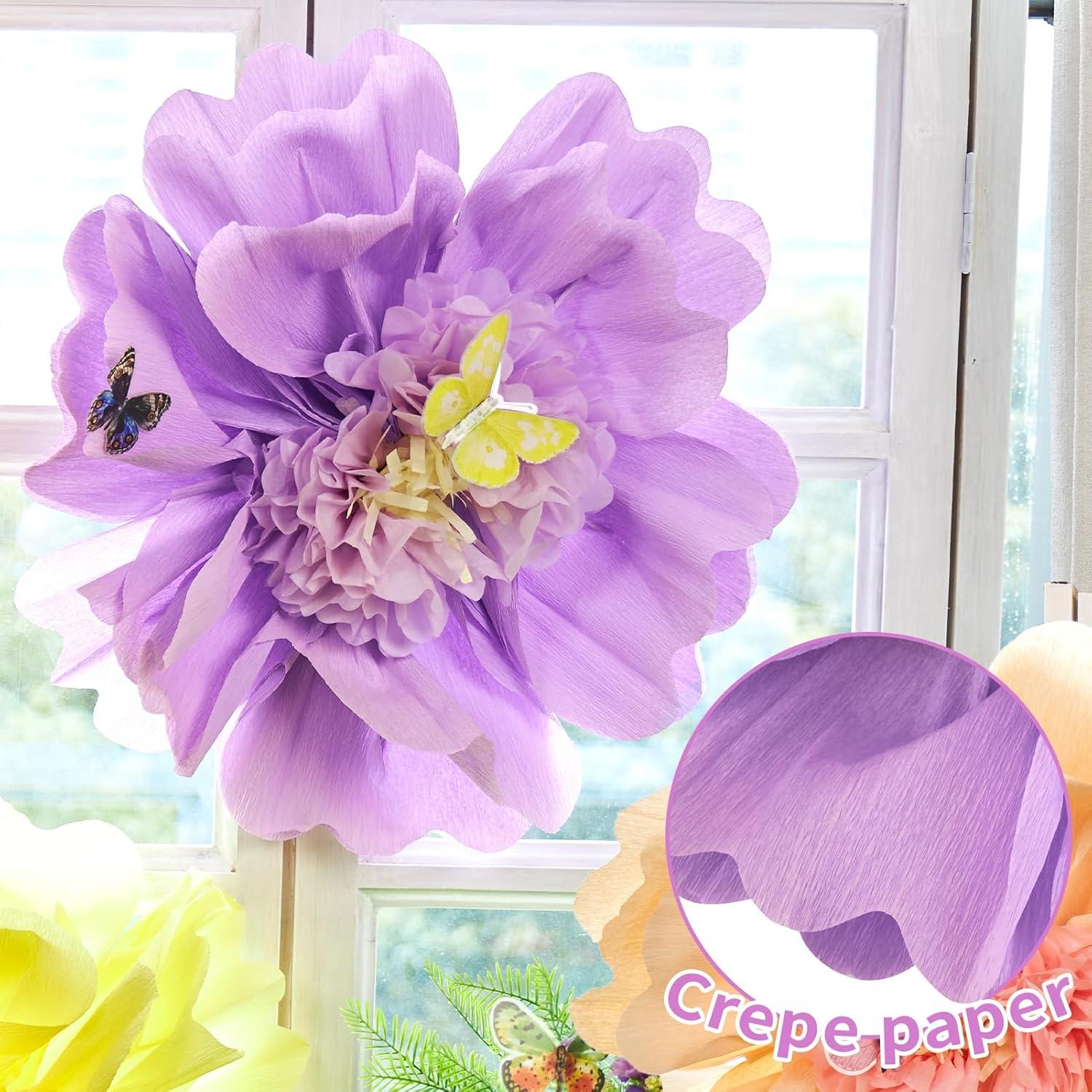 image:imageSUNBEAUTY 6 Pcs Large Boho Tissue Paper Flowers 12 Giant Crepe Paper Flowers Decorations for Birthday Mexican Fiesta Spring Wedding Flower Backdrop Baby Bridal Shower Carnival Party Wall DecorPurple yellow pink cream White20