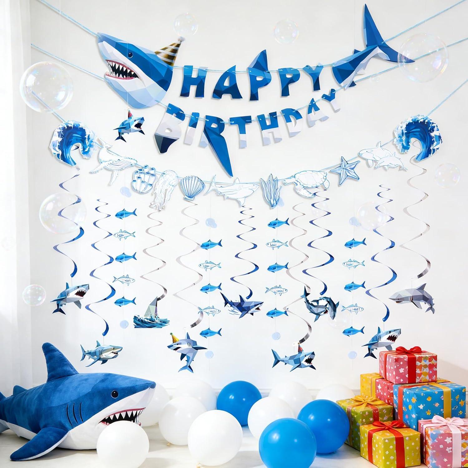 image:imageSUNBEAUTY Ballerina Birthday Party Decorations Pink Ballet Girls Happy Birthday Banners Ballet Themed Hanging Banner Flower Garland Wall Ceiling Decor for Girls Tutu Dance Party SuppliesBlue White Shark