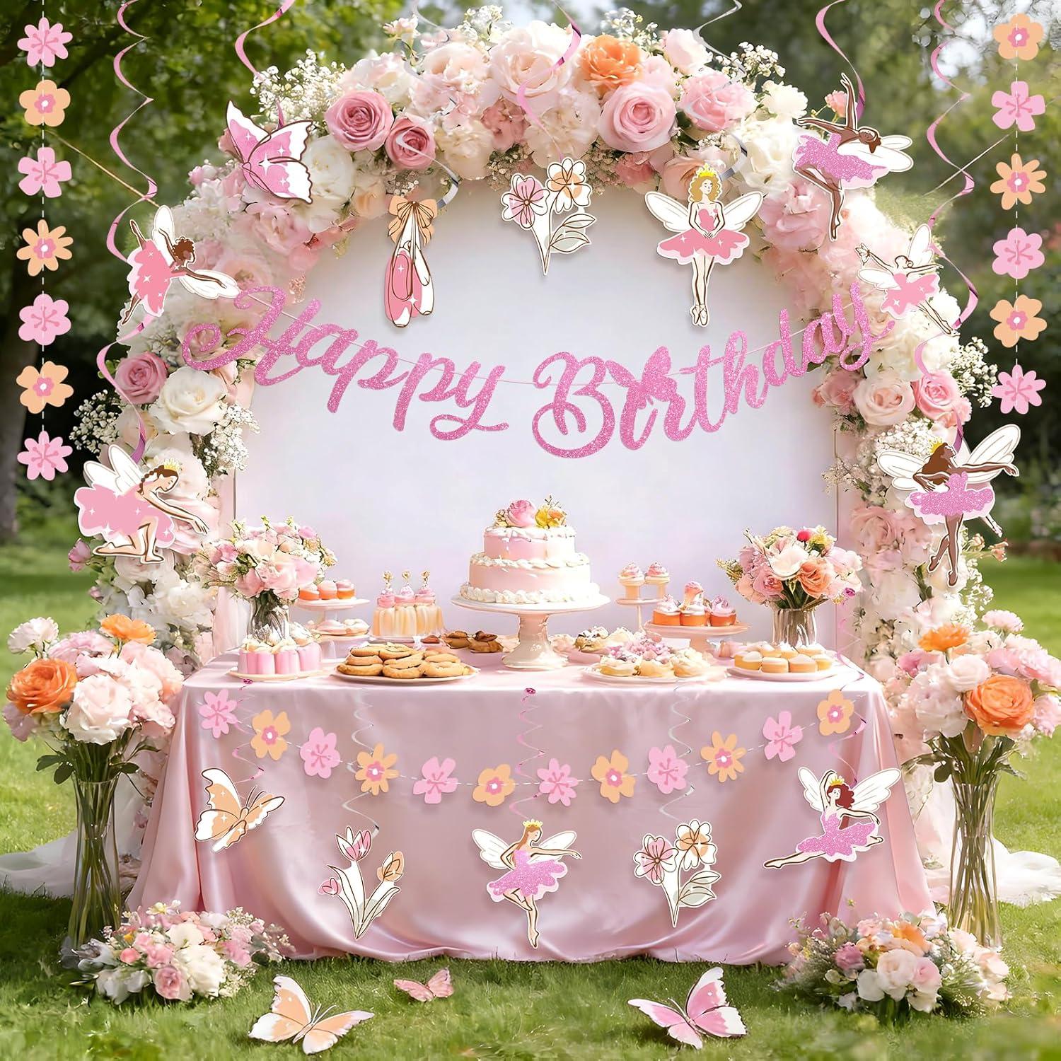 image:imageSUNBEAUTY Ballerina Birthday Party Decorations Pink Ballet Girls Happy Birthday Banners Ballet Themed Hanging Banner Flower Garland Wall Ceiling Decor for Girls Tutu Dance Party SuppliesBallerina Dancer Banner