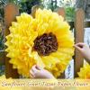 SUNBEAUTY 6 Pcs Large Boho Tissue Paper Flowers 12” Giant Crepe Paper Flowers Decorations for Birthday Mexican Fiesta Spring Wedding Flower Backdrop Baby Bridal Shower Carnival Party Wall Decor(Sunflower-Yellow Black)