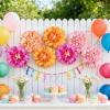 SUNBEAUTY 6 Pcs Large Boho Tissue Paper Flowers 12” Giant Crepe Paper Flowers Decorations for Birthday Mexican Fiesta Spring Wedding Flower Backdrop Baby Bridal Shower Carnival Party Wall Decor(A-Pink Orange)