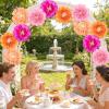SUNBEAUTY 6 Pcs Large Boho Tissue Paper Flowers 12” Giant Crepe Paper Flowers Decorations for Birthday Mexican Fiesta Spring Wedding Flower Backdrop Baby Bridal Shower Carnival Party Wall Decor(Pink Orange-12pcs)