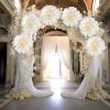 SUNBEAUTY 6 Pcs Large Boho Tissue Paper Flowers 12” Giant Crepe Paper Flowers Decorations for Birthday Mexican Fiesta Spring Wedding Flower Backdrop Baby Bridal Shower Carnival Party Wall Decor(A-White)
