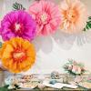 SUNBEAUTY 6 Pcs Large Boho Tissue Paper Flowers 12” Giant Crepe Paper Flowers Decorations for Birthday Mexican Fiesta Spring Wedding Flower Backdrop Baby Bridal Shower Carnival Party Wall Decor(Hot Pink and Orange)
