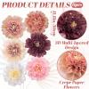 SUNBEAUTY 6 Pcs Large Boho Tissue Paper Flowers 12” Giant Crepe Paper Flowers Decorations for Birthday Mexican Fiesta Spring Wedding Flower Backdrop Baby Bridal Shower Carnival Party Wall Decor(Boho Paper Flowers 6pcs-12”)