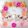 SUNBEAUTY 6 Pcs Large Boho Tissue Paper Flowers 12” Giant Crepe Paper Flowers Decorations for Birthday Mexican Fiesta Spring Wedding Flower Backdrop Baby Bridal Shower Carnival Party Wall Decor(Pink Orange-12pcs)