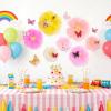 SUNBEAUTY 6 Pcs Large Boho Tissue Paper Flowers 12” Giant Crepe Paper Flowers Decorations for Birthday Mexican Fiesta Spring Wedding Flower Backdrop Baby Bridal Shower Carnival Party Wall Decor(Pink Yellow Paper Flower With Butterfly)