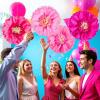 SUNBEAUTY 6 Pcs Large Boho Tissue Paper Flowers 12” Giant Crepe Paper Flowers Decorations for Birthday Mexican Fiesta Spring Wedding Flower Backdrop Baby Bridal Shower Carnival Party Wall Decor(Pink)