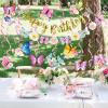 SUNBEAUTY Ballerina Birthday Party Decorations Pink Ballet Girls Happy Birthday Banners Ballet Themed Hanging Banner Flower Garland Wall Ceiling Decor for Girls Tutu Dance Party Supplies(Butterfly)