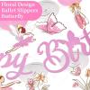 SUNBEAUTY Ballerina Birthday Party Decorations Pink Ballet Girls Happy Birthday Banners Ballet Themed Hanging Banner Flower Garland Wall Ceiling Decor for Girls Tutu Dance Party Supplies(Ballerina Dancer Banner)