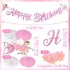 SUNBEAUTY Ballerina Birthday Party Decorations Pink Ballet Girls Happy Birthday Banners Ballet Themed Hanging Banner Flower Garland Wall Ceiling Decor for Girls Tutu Dance Party Supplies(Ballerina Dancer Banner)