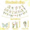 SUNBEAUTY Ballerina Birthday Party Decorations Pink Ballet Girls Happy Birthday Banners Ballet Themed Hanging Banner Flower Garland Wall Ceiling Decor for Girls Tutu Dance Party Supplies(Wildflower-butterfly-leaf)