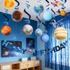 SUNBEAUTY Ballerina Birthday Party Decorations Pink Ballet Girls Happy Birthday Banners Ballet Themed Hanging Banner Flower Garland Wall Ceiling Decor for Girls Tutu Dance Party Supplies(Blue-solar System)