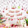 SUNBEAUTY Ballerina Birthday Party Decorations Pink Ballet Girls Happy Birthday Banners Ballet Themed Hanging Banner Flower Garland Wall Ceiling Decor for Girls Tutu Dance Party Supplies(Cherry Pink)