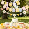 SUNBEAUTY Boy Baby Shower Decorations Welcome Baby Felt Banner Blue Boy Baby Bodysuit Banner with DIY Felt Balls Welcome Baby Sign for Gender Reveal Birthday Baby Shower Neutral Party Nursery Decor(Pastel Daisy)