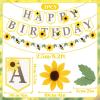 SUNBEAUTY Boy Baby Shower Decorations Welcome Baby Felt Banner Blue Boy Baby Bodysuit Banner with DIY Felt Balls Welcome Baby Sign for Gender Reveal Birthday Baby Shower Neutral Party Nursery Decor(Yellow-Sunflower Bee)