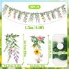 SUNBEAUTY Wildflower Banner 2 Pcs Garden Party Flower Spring Summer Reusable Waterproof Garland 9.8FT for Enchanted Garden Woodland Tropical Wedding Baby Shower Birthday Tea Supplies Girl Decorations(Wildflower Garland – 2)