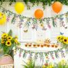 SUNBEAUTY Wildflower Banner 2 Pcs Garden Party Flower Spring Summer Reusable Waterproof Garland 9.8FT for Enchanted Garden Woodland Tropical Wedding Baby Shower Birthday Tea Supplies Girl Decorations(Wildflower Garland – 2)