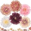 SUNBEAUTY 6 Pcs Large Boho Tissue Paper Flowers 12” Giant Crepe Paper Flowers Decorations for Birthday Mexican Fiesta Spring Wedding Flower Backdrop Baby Bridal Shower Carnival Party Wall Decor(Boho Paper Flowers 6pcs-12”)