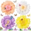 SUNBEAUTY 6 Pcs Large Boho Tissue Paper Flowers 12” Giant Crepe Paper Flowers Decorations for Birthday Mexican Fiesta Spring Wedding Flower Backdrop Baby Bridal Shower Carnival Party Wall Decor(Purple yellow pink cream White-20”)