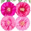 SUNBEAUTY 6 Pcs Large Boho Tissue Paper Flowers 12” Giant Crepe Paper Flowers Decorations for Birthday Mexican Fiesta Spring Wedding Flower Backdrop Baby Bridal Shower Carnival Party Wall Decor(Pink)