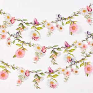 SUNBEAUTY Wildflower Banner 2 Pcs Garden Party Flower Spring Summer Reusable Waterproof Garland 9.8FT for Enchanted Garden Woodland Tropical Wedding Baby Shower Birthday Tea Supplies Girl Decorations(Pet Flowers – Pink)