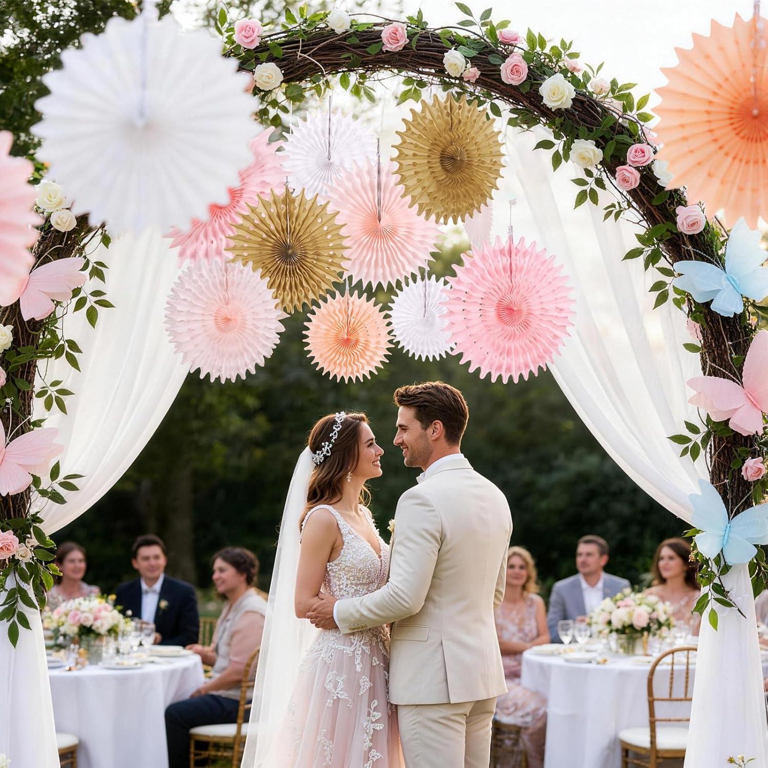image:imageSUNBEAUTY14PCS Pastel Paper Fans Party Decoration Paper Flowers Decorations for Wall Hanging Paper Flowers Floral Backdrop Flower Garland for Birthday Baby Shower Spring Decor Classroom DecorationsMacarons 11