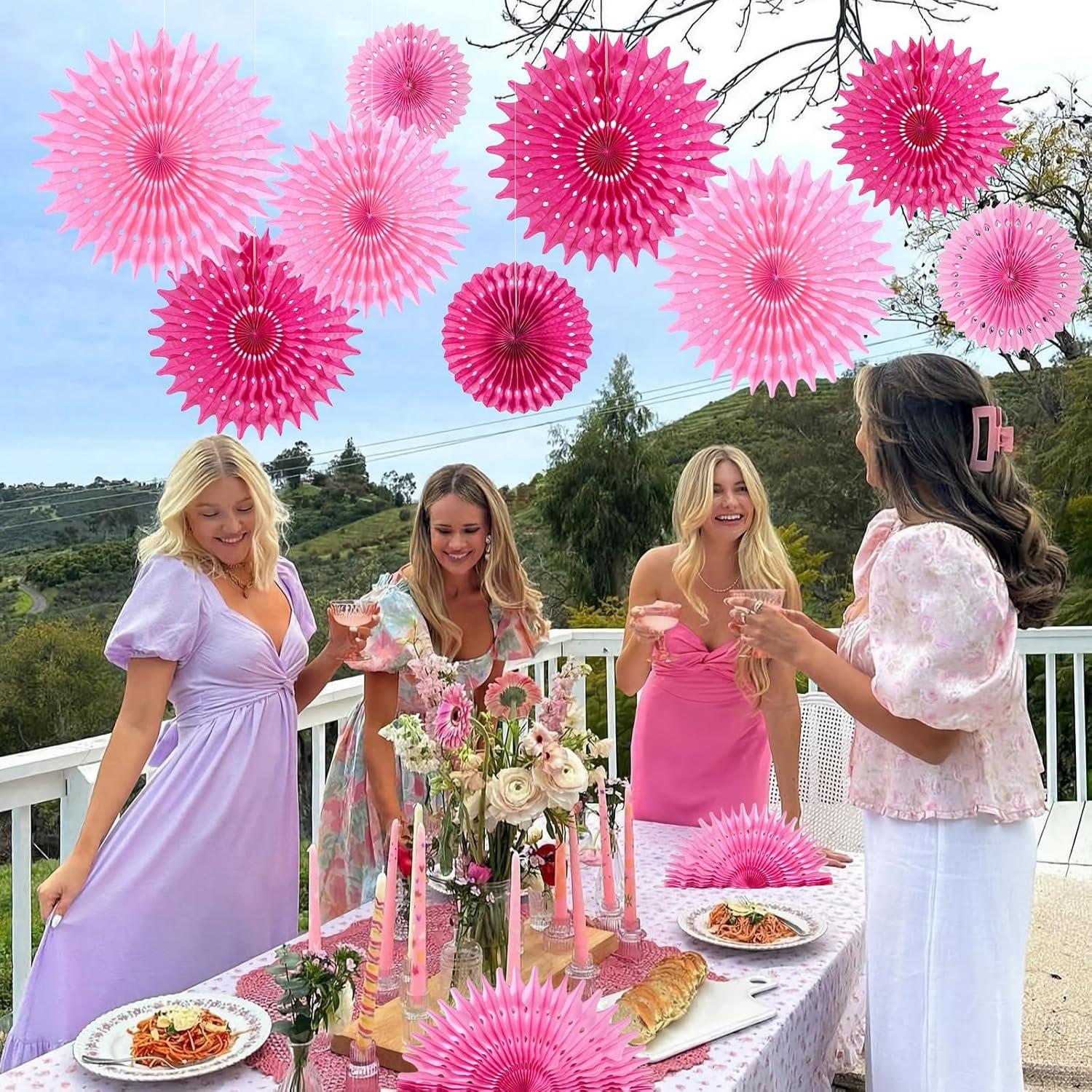 image:imageSUNBEAUTY14PCS Pastel Paper Fans Party Decoration Paper Flowers Decorations for Wall Hanging Paper Flowers Floral Backdrop Flower Garland for Birthday Baby Shower Spring Decor Classroom DecorationsWdrose Pink