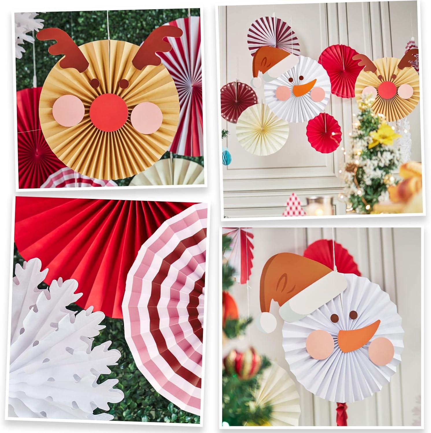image:imageSUNBEAUTY14PCS Pastel Paper Fans Party Decoration Paper Flowers Decorations for Wall Hanging Paper Flowers Floral Backdrop Flower Garland for Birthday Baby Shower Spring Decor Classroom DecorationsSnowman Elk
