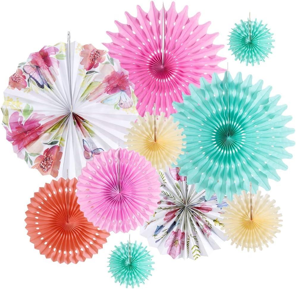 image:imageSUNBEAUTY14PCS Pastel Paper Fans Party Decoration Paper Flowers Decorations for Wall Hanging Paper Flowers Floral Backdrop Flower Garland for Birthday Baby Shower Spring Decor Classroom DecorationsTea Party