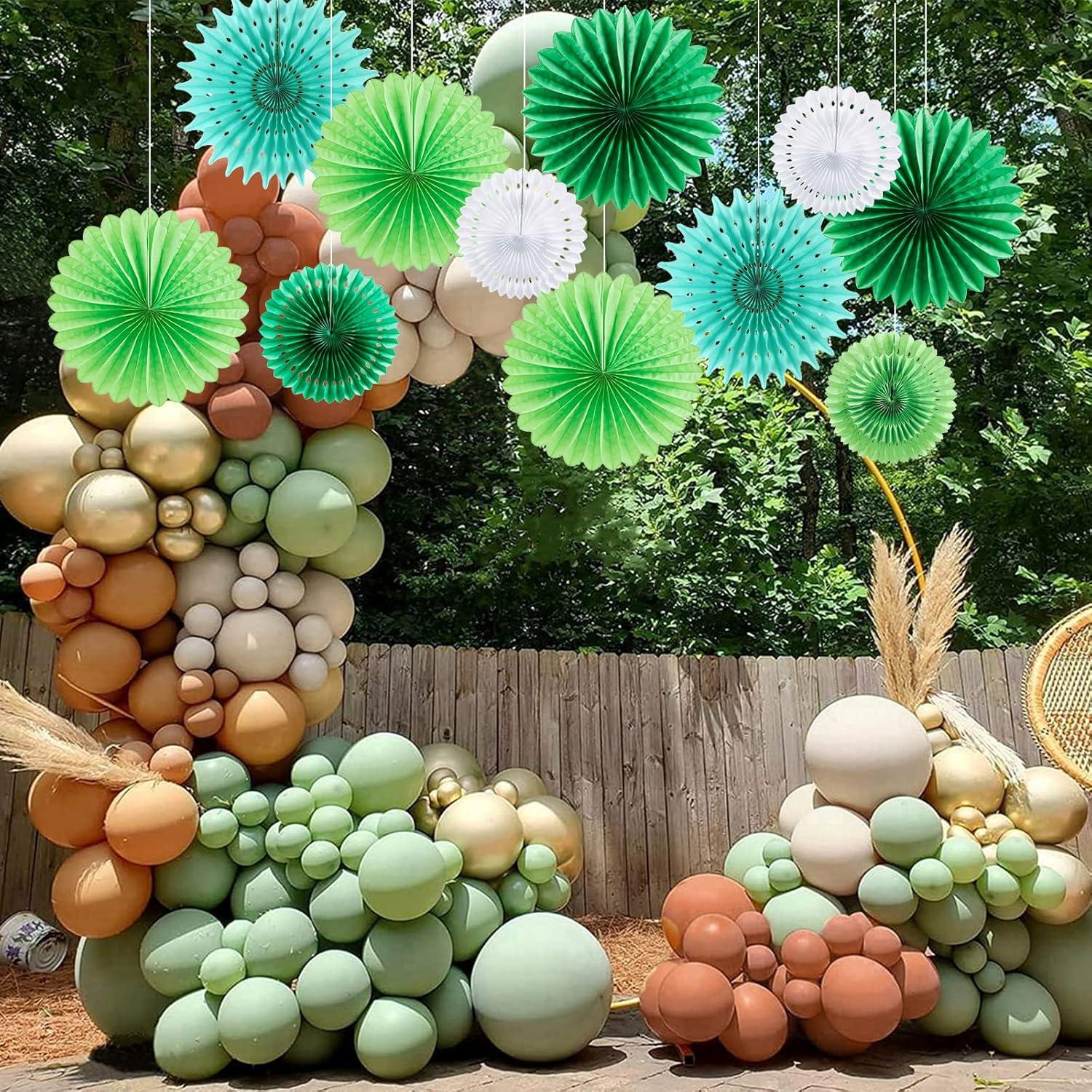 image:imageSUNBEAUTY14PCS Pastel Paper Fans Party Decoration Paper Flowers Decorations for Wall Hanging Paper Flowers Floral Backdrop Flower Garland for Birthday Baby Shower Spring Decor Classroom DecorationsGreen Decoration