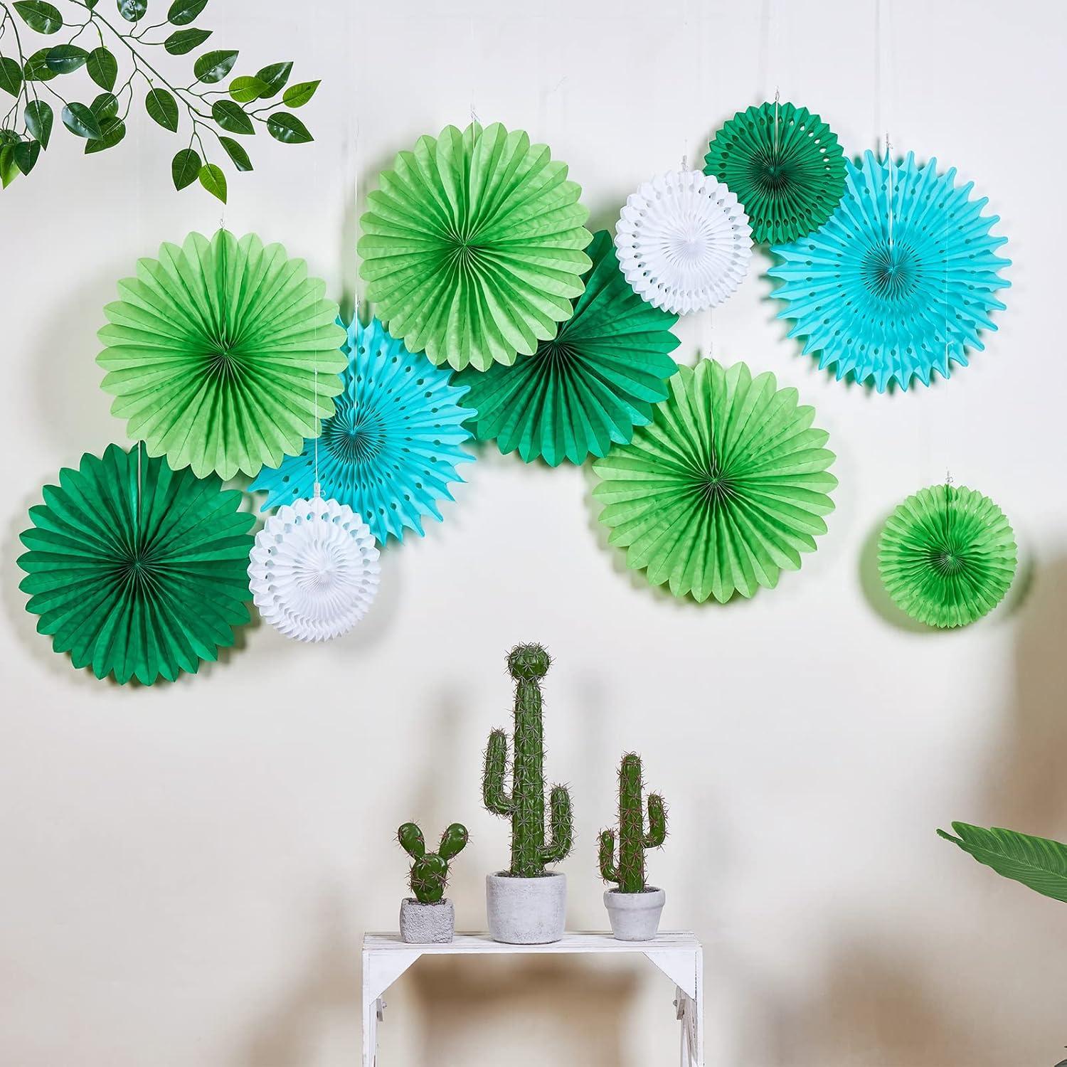 image:imageSUNBEAUTY14PCS Pastel Paper Fans Party Decoration Paper Flowers Decorations for Wall Hanging Paper Flowers Floral Backdrop Flower Garland for Birthday Baby Shower Spring Decor Classroom DecorationsGreen Decoration